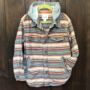 Peek 6/7 striped button shirt jacket hybrid